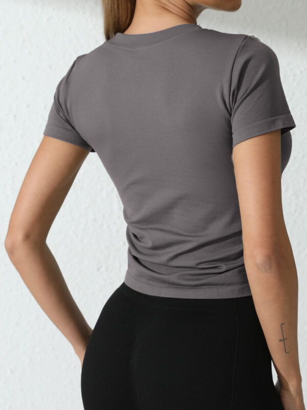 Solid Color Round Neck Sports T Shirt - Image 4